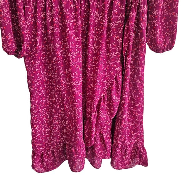 Old Navy Georgette Floral Faux Ruffle Fit & Flare Wrap V Neck Midi Dress - Picture 6 of 9